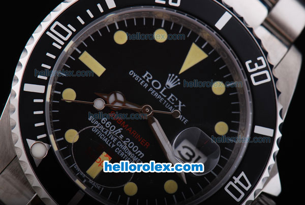 Rolex Submariner Oyster Perpetual Chronometer Automatic with Black Dial and Bezel ,Yellow Marking - Click Image to Close